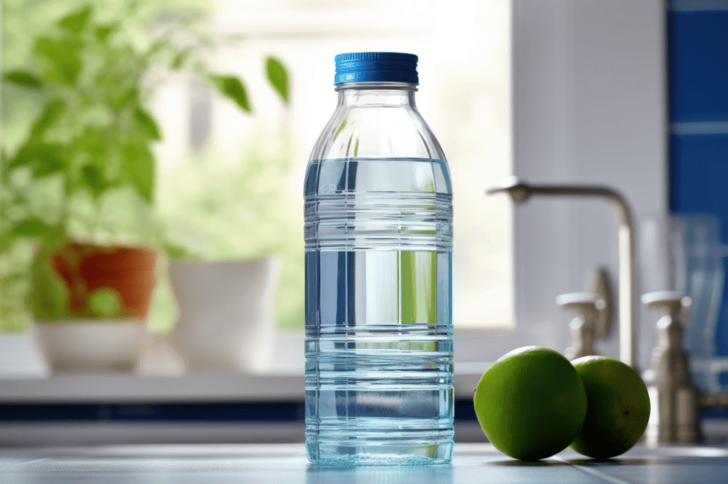 A glass of mineral water placed on a table, representing one of the best water types for effective hydration.