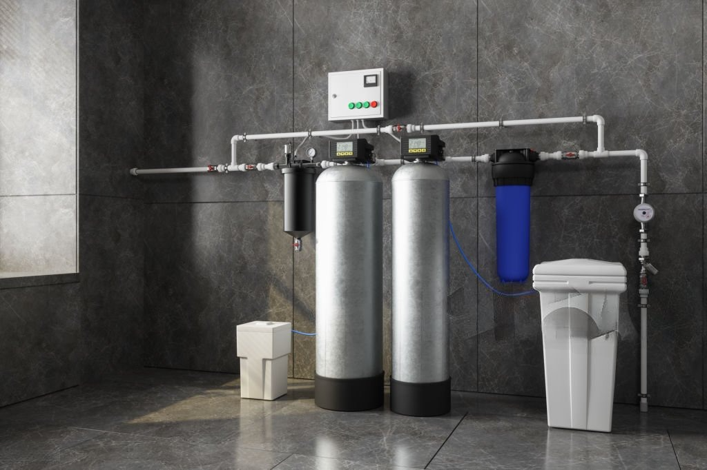 "A modern Reverse Osmosis water purification system installed in a kitchen, ensuring safe and clean drinking water for families."