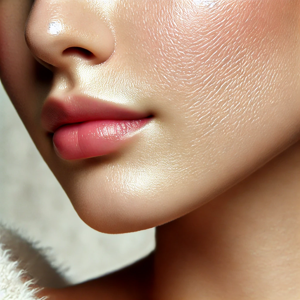 A close-up image showing healthy, glowing skin with a soft and radiant complexion, ideal for wellness and skincare topics