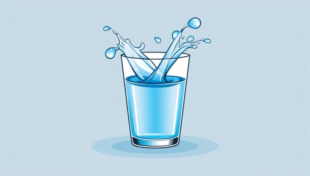 A glass of water with fresh water droplets splashing around, symbolizing hydration and promoting the best bottled water for health benefits

